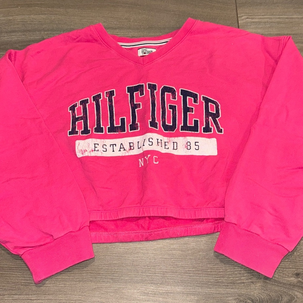 Tommy Hilfiger hot pink cropper sweatshirt